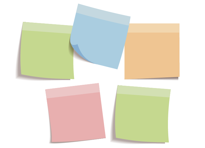olikf&auml;rgade post-it-lappar